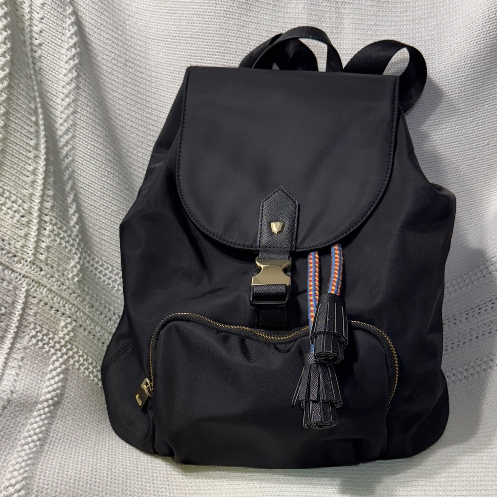 Gianni Bini Black Backpack with Tassel Accents